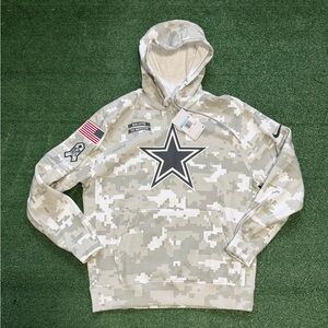 Dallas Cowboys Arctic Camo 2024 Salute to Service Club Fleece Pullover Size MED